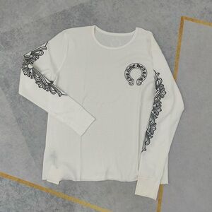 Chrome Hearts White Long Sleeve Tee with Black Accents